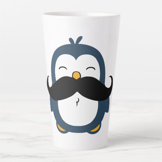 Mustache Penguin Latte Mok (Voorkant)