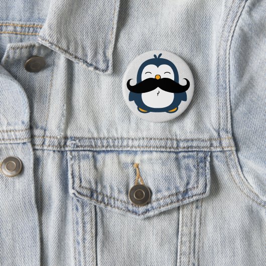 Mustache Penguin Ronde Button 5,7 Cm (In situ)