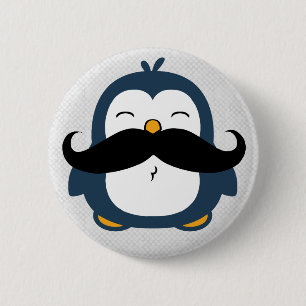 Mustache Penguin Ronde Button 5,7 Cm