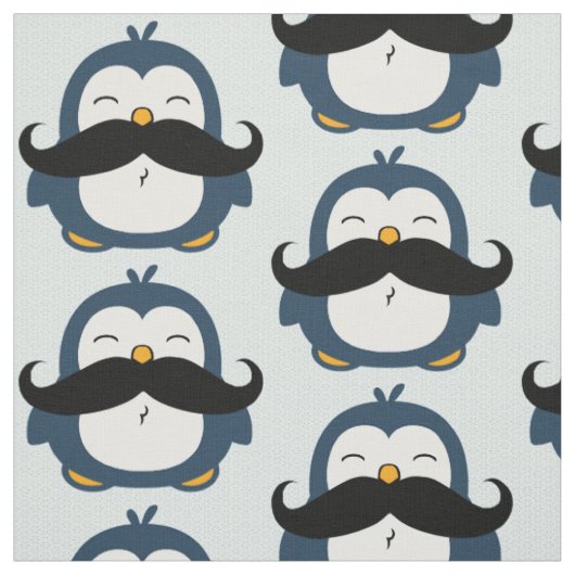 Mustache Penguin Trend Pattern Stof (Swatch)