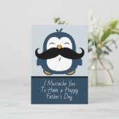 Mustache Penguin Vaderdag | Blauw (Staand voorkant)