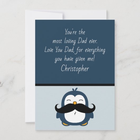Mustache Penguin Vaderdag | Blauw (Achterkant)