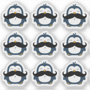 Mustache Pinguïn Set Contour Cut Sticker