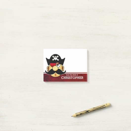 Mustache Pirate Persoonlijk Post-it® Notes (Op bureau)