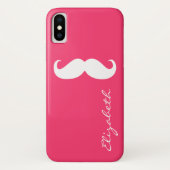 Mustache Plain Hot Pink Achtergrond Case-Mate iPhone Case (Achterkant)