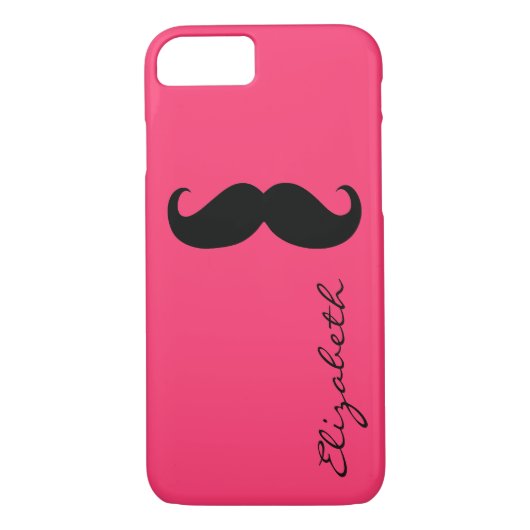 Mustache Plain Hot Pink Achtergrond Case-Mate iPhone Case (Achterkant)