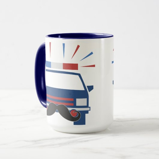 Mustache Politie mok - kies stijl en kleur (Voorkant links)