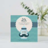 Mustache Polka Dot Blauwgroen Baby shower Kaart (Staand voorkant)