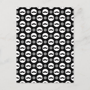 Mustache Polka Dots Briefkaart