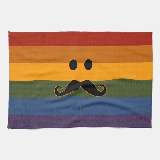 Mustache Pride keukenhanddoek (Horizontaal)