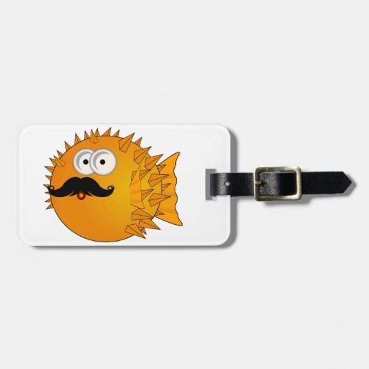 Mustache Puffer Fish Bagagelabel (Voorkant horizontaal)