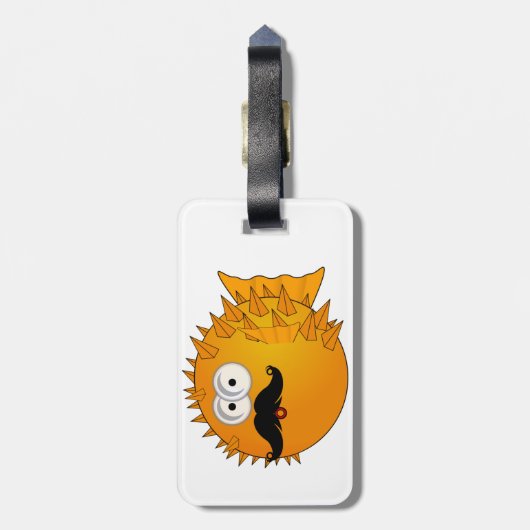 Mustache Puffer Fish Bagagelabel (Achterkant verticaal)