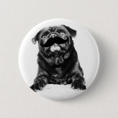 Mustache Pug Ronde Button 5,7 Cm (Voorkant)