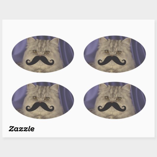 Mustache QPC-Sjabloon Ovale Sticker (Vel)