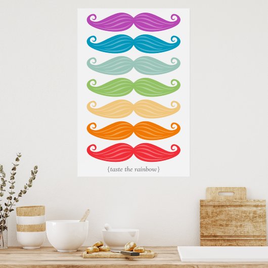 Mustache Rainbow Poster (Keuken)