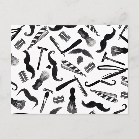 Mustache Razor Scheerapparaat Waterverf Barber Pat Briefkaart (Voorkant)