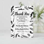 Mustache Razor Shaver Waterverf Barber Pattern Bedankkaart (Staand voorkant)