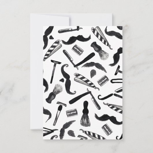 Mustache Razor Shaver Waterverf Barber Pattern Bedankkaart (Achterkant)