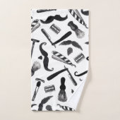 Mustache Razor Shaver Waterverf Barber Pattern Handdoek (Handdoek)