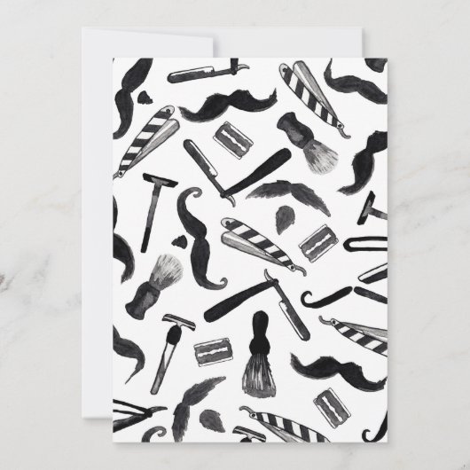 Mustache Razor Shaver Waterverf Barber Pattern Kaart (Achterkant)