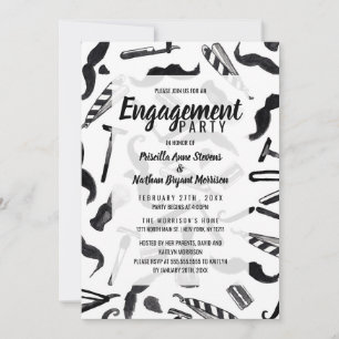 Mustache Razor Shaver Waterverf Barber Pattern Kaart