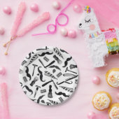 Mustache Razor Shaver Waterverf Barber Pattern Papieren Bordje (Feest)