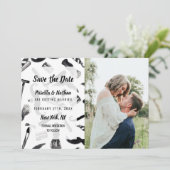 Mustache Razor Shaver Waterverf Barber Pattern Save The Date (Staand voorkant)