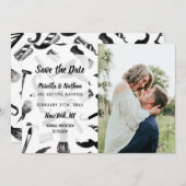 Mustache Razor Shaver Waterverf Barber Pattern Save The Date (Voorkant / Achterkant)