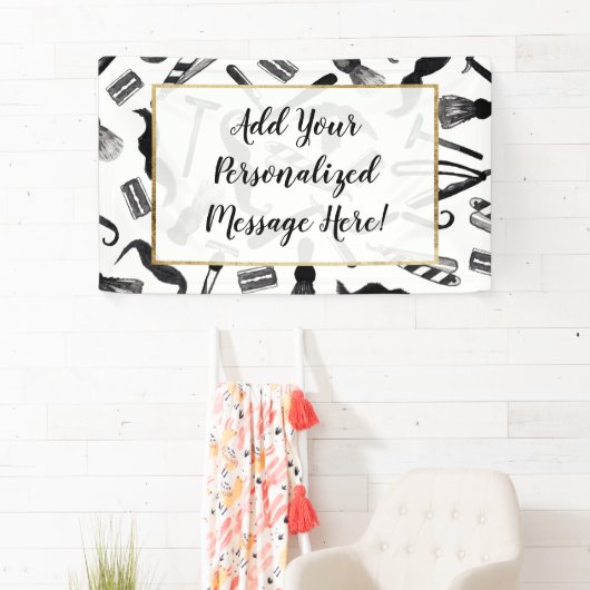 Mustache Razor Shaver Waterverf Barber Pattern Spandoek (Insitu)