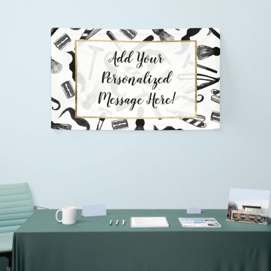 Mustache Razor Shaver Waterverf Barber Pattern Spandoek (Beurs)