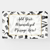 Mustache Razor Shaver Waterverf Barber Pattern Spandoek (Horizontaal)