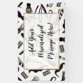 Mustache Razor Shaver Waterverf Barber Pattern Spandoek (Verticaal)