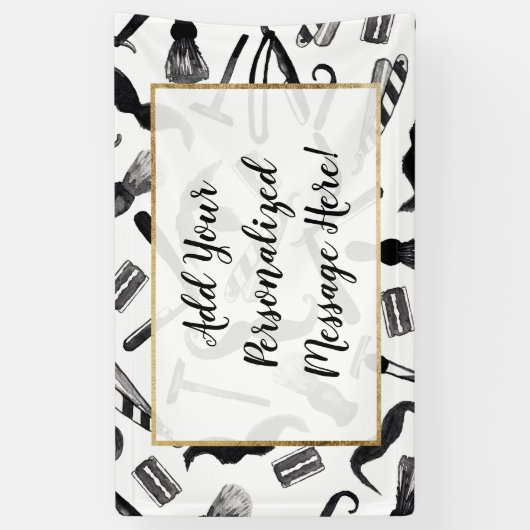 Mustache Razor Shaver Waterverf Barber Pattern Spandoek (Verticaal)