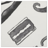 Mustache Razor Shaver Waterverf Barber Pattern Stof (Swatch)