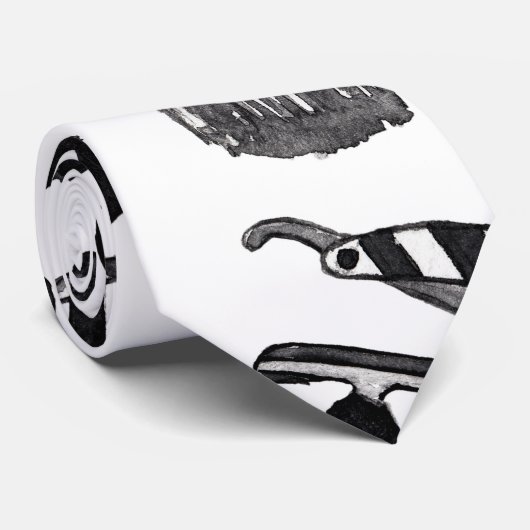 Mustache Razor Shaver Waterverf Barber Pattern Stropdas (Opgerold)