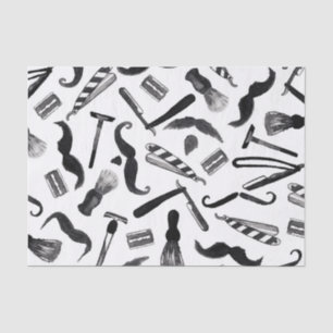 Mustache Razor Shaver Waterverf Barber Pattern Tissuepapier