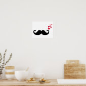 Mustache red harten liefde poster (Keuken)