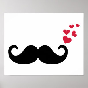 Mustache red harten liefde poster