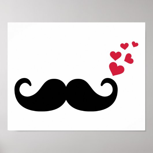 Mustache red harten liefde poster (Voorkant)
