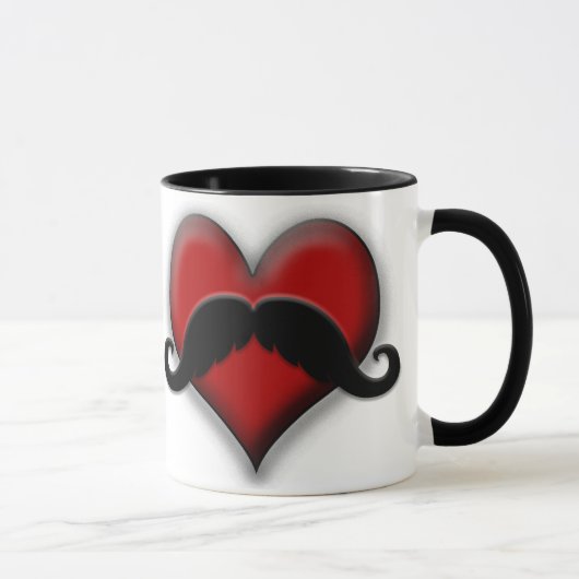 Mustache Red Heart Mok (Rechts)