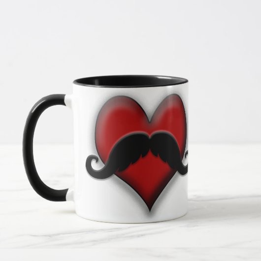 Mustache Red Heart Mok (Links)