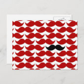 Mustache Red Retro Funky Pattern Briefkaart (Voorkant / Achterkant)