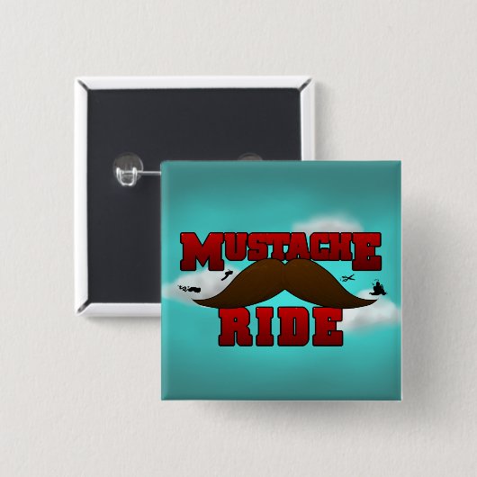 Mustache Ride Vierkante Button 5,1 Cm (Voorkant /achterkant)
