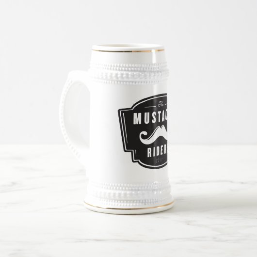 Mustache Riders Beer Stein Bierpul (Voorkant links)