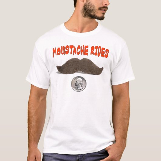 MUSTACHE RIDES 25 CENTEN T-SHIRT (Voorkant)