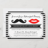 Mustache & rode lippen repetitie Diner Stripes Kaart (Voorkant)