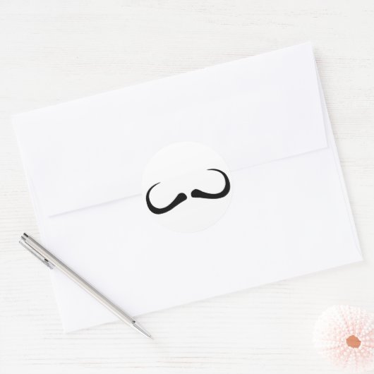 Mustache Ronde Sticker (Envelop)