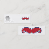Mustache, rood, wit en blauw mini visitekaartje (Voorkant / Achterkant)