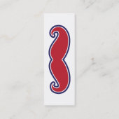 Mustache, rood, wit en blauw mini visitekaartje (Achterkant)