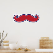 Mustache - Rood, wit en blauw Poster (Keuken)